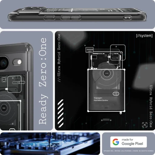  Google Pixel 8 sötétszürke (Zero One minta) Spigen Ultra Hybrid tok - 11
