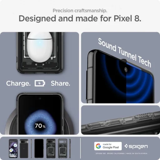  Google Pixel 8 sötétszürke (Zero One minta) Spigen Ultra Hybrid tok - 16