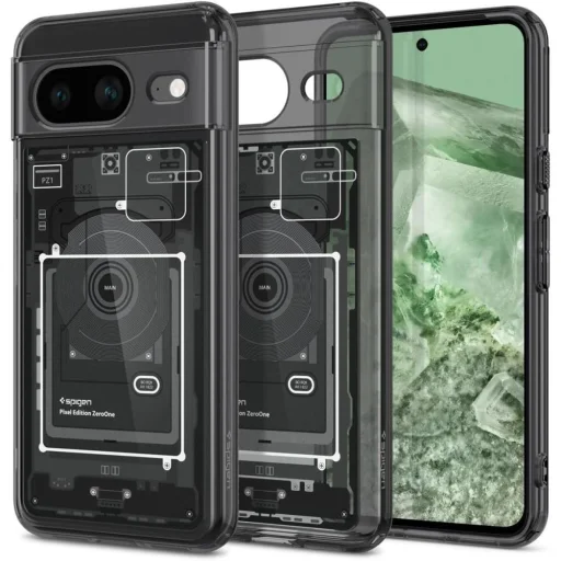  Google Pixel 8 sötétszürke (Zero One minta) Spigen Ultra Hybrid tok - 1