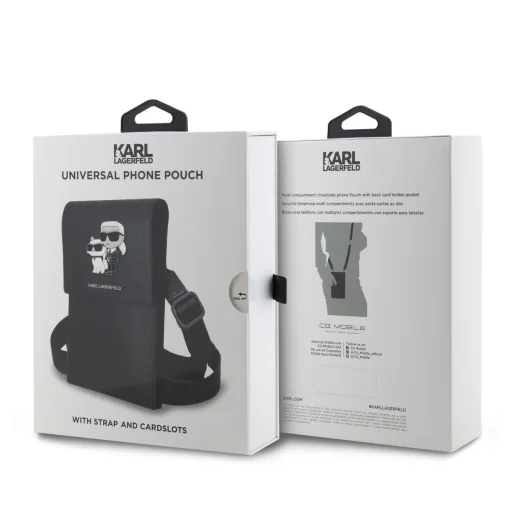 Karl Lagerfeld Saffiano Fém Logós NFT Pénztárcás Táska Fekete tok - 6