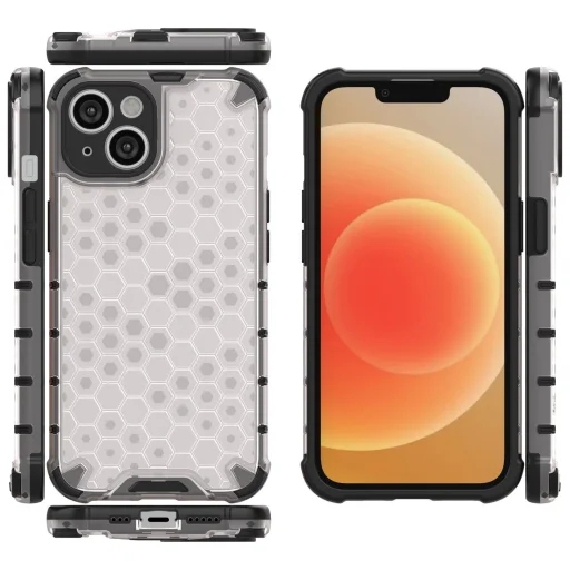 Páncélozott Honeycomb iPhone 14 tok hibrid borító kék - 17