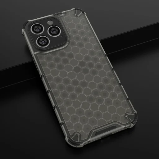 Honeycomb tok iPhone 14 Pro Max-hoz páncélozott hibrid fekete tok - 19