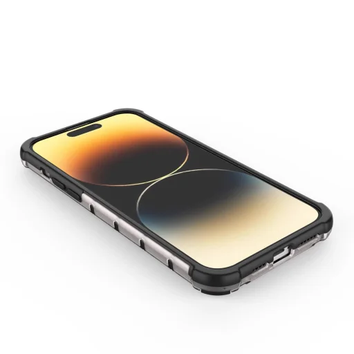 Honeycomb tok iPhone 14 Pro Max-hoz páncélozott hibrid fekete tok - 11