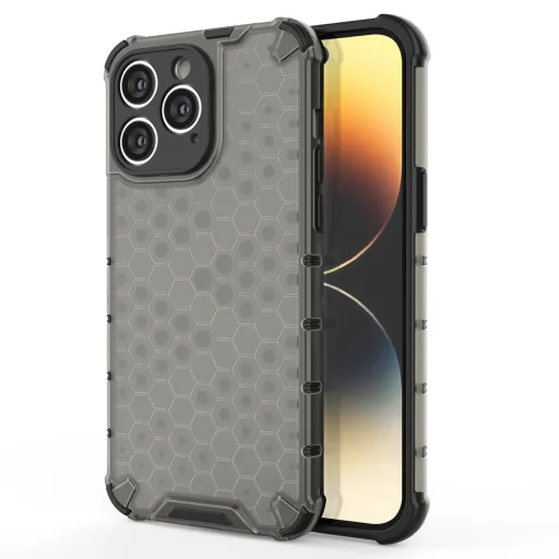 Honeycomb tok iPhone 14 Pro Max-hoz páncélozott hibrid fekete tok - 1
