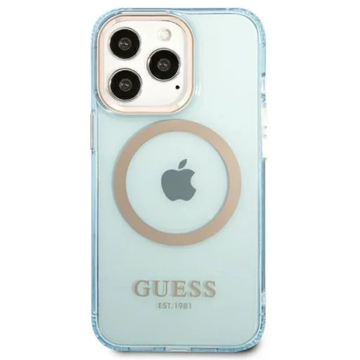 Guess Gold Outline Translucent MagSafe tok iPhone 13 Pro - kék - 3