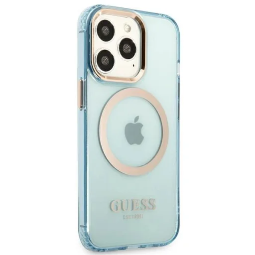 Guess Gold Outline Translucent MagSafe tok iPhone 13 Pro - kék - 4