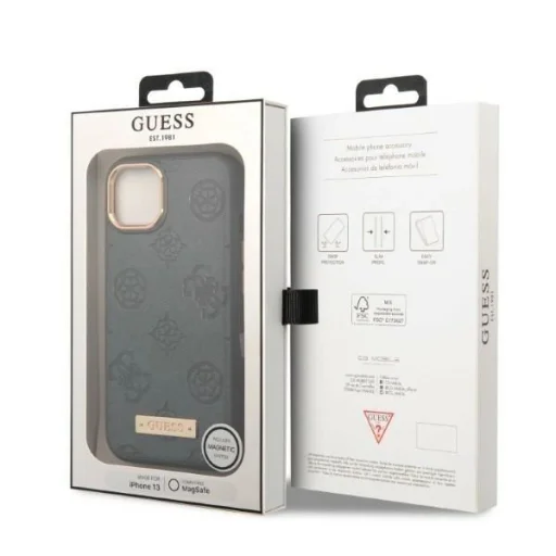 Guess GUHMP13MSAPSTG iPhone 13 6,1" szürke/szürke keménytok Peony Logo Plate MagSafe tok - 8