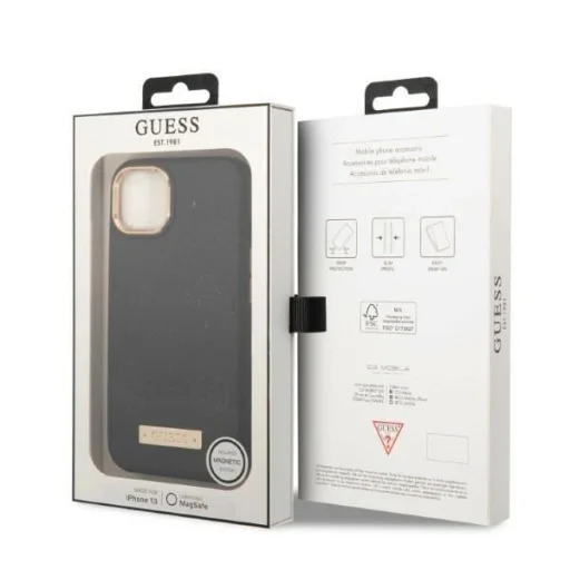 Guess GUHMP13MSAPSTK iPhone 13 6.1" fekete/fekete tok Peony Logo Plate MagSafe - 8