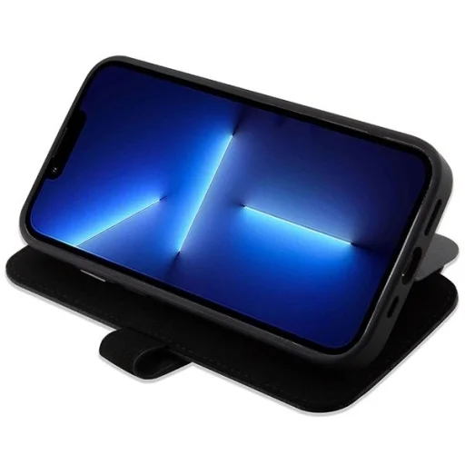  iPhone 14 Pro Max 6.7" fekete/fekete BMW BMBKP14X22RDPK fliptok Leather Textured&Stripe tok - 5