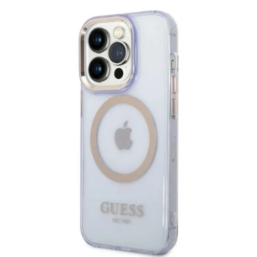 Guess GUHMP14LHTCMU iPhone 14 Pro 6.1" lila/lila kemény tok Arany Keret Áttetsző MagSafe tok - 2