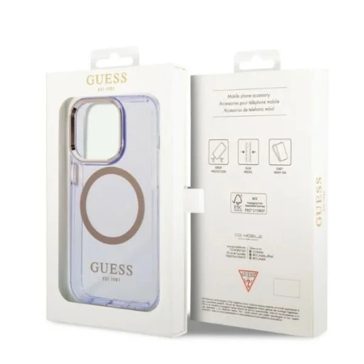 Guess GUHMP14LHTCMU iPhone 14 Pro 6.1" lila/lila kemény tok Arany Keret Áttetsző MagSafe tok - 8