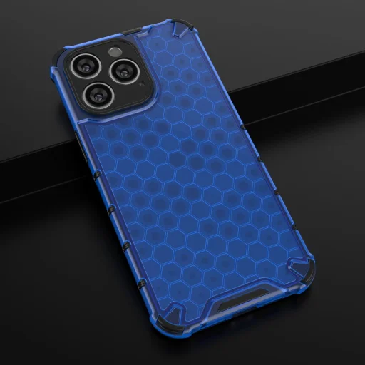 Honeycomb tok iPhone 14 Pro Max páncélozott hibrid kék tok - 18