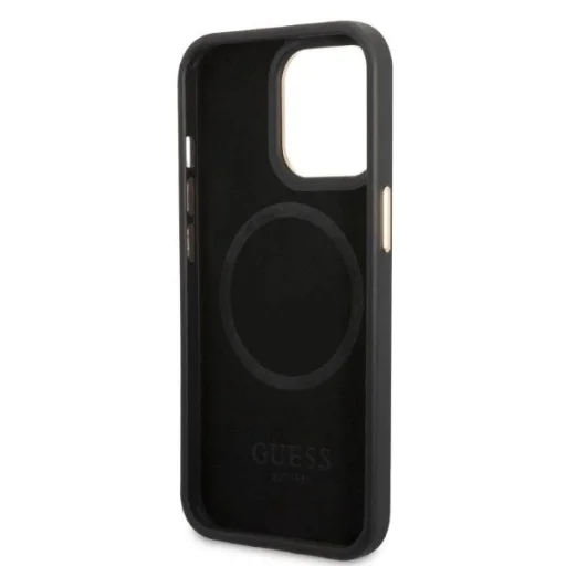 Guess GUHMP13LSAPSTK iPhone 13 Pro fekete/fekete keménytok Peony Logo Plate MagSafe tok - 7