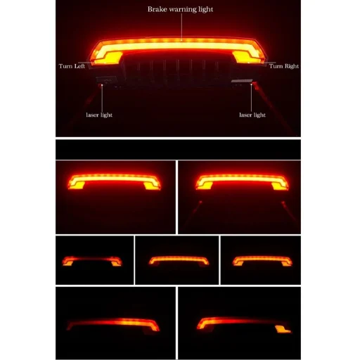 Rockbros LKWD-R1 Hátsó Kerékpár Lámpa Lézerrel és Távirányítóval + Mikro USB - USB-A Kábel - Fekete - 4