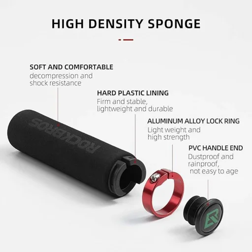 Rockbros BT1001BKRD szivacsos kerékpár kormány markolat - fekete és piros - 4