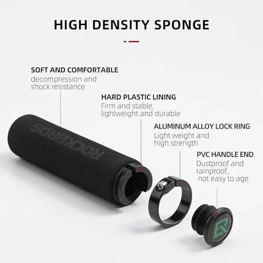 Rockbros BT1001BKBK szivacsos kerékpár kormány markolat - fekete - 3