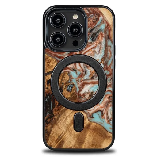 Bewood Unique MagSafe Jupiter fa és gyanta tok iPhone 15 Pro - réz fehér - 1