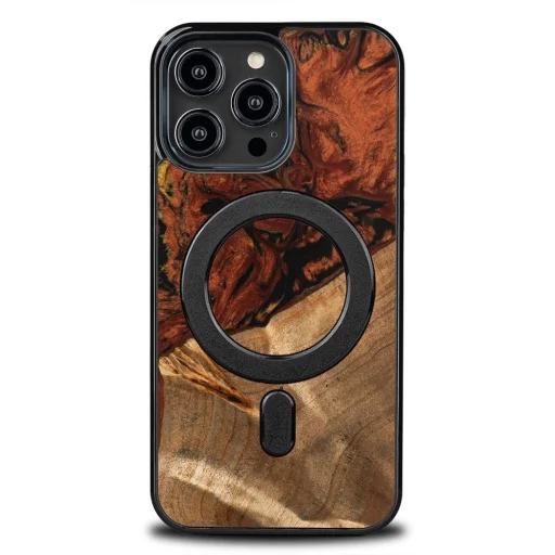 Bewood Egyedi MagSafe Fire Element fa és gyanta tok iPhone 15 Pro Max - Fekete és Arany - 1