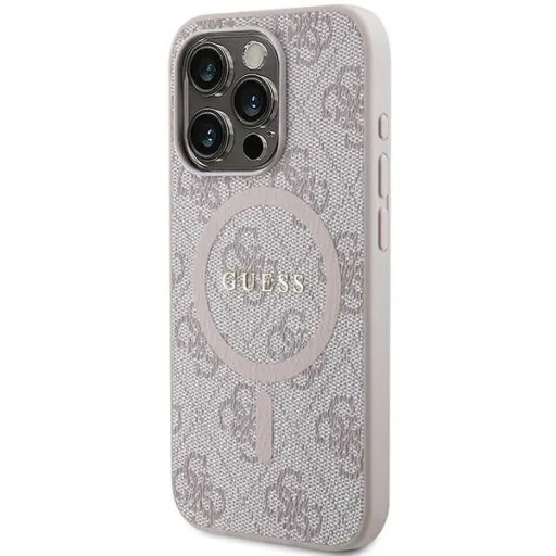 Guess 4G Collection Leather Metal Logo MagSafe iPhone 13 Pro Max tok - Pink - 2