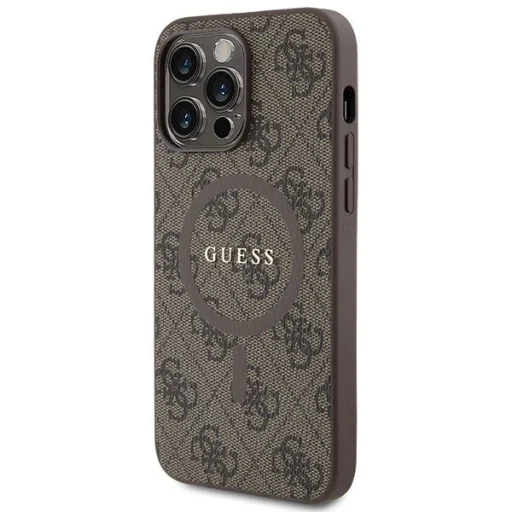 Guess 4G Collection Leather Metal Logo MagSafe tok iPhone 13 Pro Max - Barna - 2