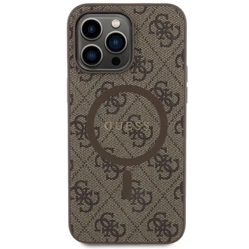 Guess 4G Collection Leather Metal Logo MagSafe tok iPhone 13 Pro Max - Barna - 3