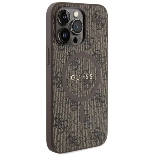 Guess 4G Collection Leather Metal Logo MagSafe tok iPhone 13 Pro Max - Barna - 4