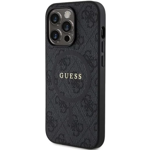 Guess 4G Kollekció Bőr Fém Logós MagSafe iPhone 14 Pro tok - Fekete - 2