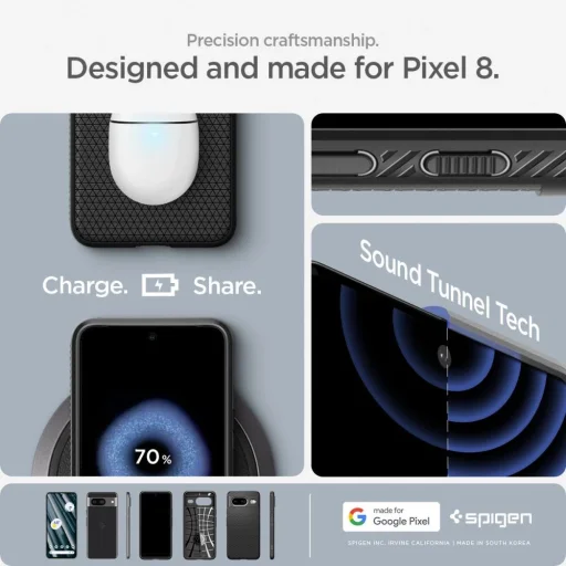  Google Pixel 8 Matt Fekete Spigen Folyékony Levegő tok - 17