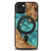 Bewood Unique MagSafe Türkiz Fa és Gyanta Tok iPhone 13-hoz - Türkiz és Fekete thumbnail