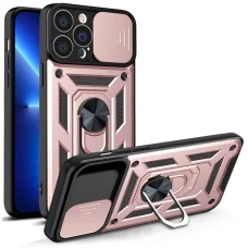 Hibrid Páncél Camshield tok iPhone 13 Pro Max kameravédős páncéltok rózsaszín