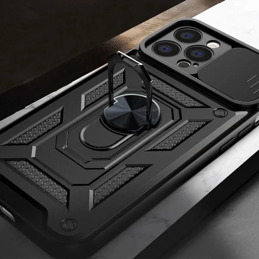 Hybrid Armor Camshield tok iPhone 14 Pro Max-hoz kamerafedéllel fekete - 7