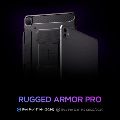  iPad Pro 13" 2024 Fekete Spigen Rugged Armor Pro fliptok - 13