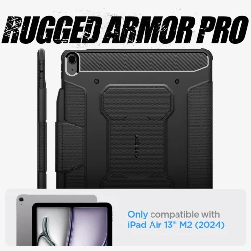 iPad Air 13" 2024 Fekete Spigen Rugged Armor Pro tok - 12