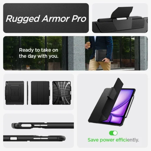  iPad Air 13" 2024 Fekete Spigen Rugged Armor Pro tok - 17