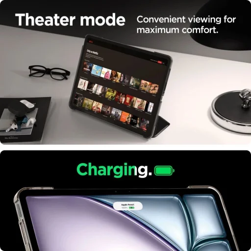 Apple iPad Air 13" 2024-2026 čierne flipové puzdro Spigen Smart Fold - 12