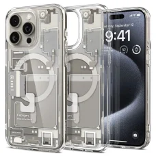  iPhone 15 Pro natural titanium (Zero One minta) Spigen Ultra Hybrid Mag tok MagSafe-képes