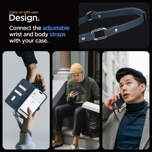  iPhone 15 Pro sötétkék Spigen Wallet S Pro tok - 11