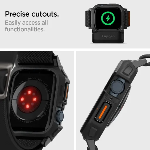  Apple Watch 4 / 5 / 6 / 7 / 8 / 9 / SE (44 / 45 mm) Spigen Lite Fit Pro tok pánttal - matt fekete - 13