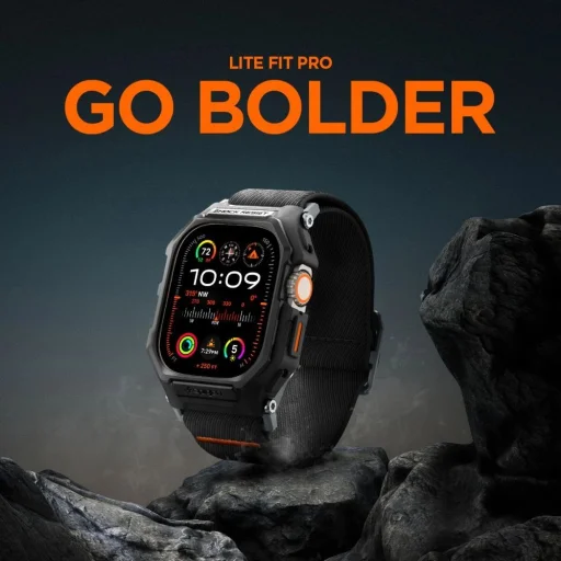  Apple Watch Ultra 1 / 2 / 3 (49 mm) matt fekete Spigen Lite Fit Pro tok szíjjal - 10