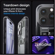  iPhone 15 Pro Sötétszürke (Zero One minta) Spigen Ultra Hybrid Mag tok MagSafe tok