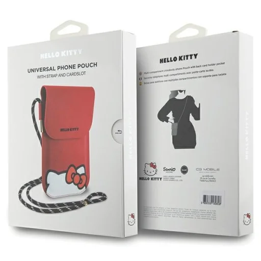 Original HELLO KITTY Kézitáska Bőr Hiding Kitty Kábel HKOWBPSCKER piros - 6