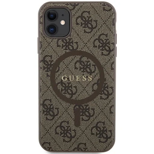 Original Case GUESS kemény tok 4G Collection Leather Metal Logo MagSafe GUHMN61G4GFRW iPhone 11 barna tok - 3