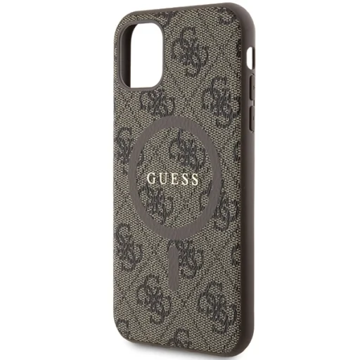 Original Case GUESS kemény tok 4G Collection Leather Metal Logo MagSafe GUHMN61G4GFRW iPhone 11 barna tok - 6