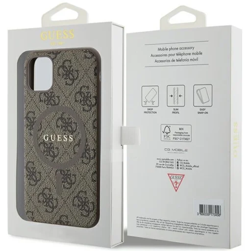 Original Case GUESS kemény tok 4G Collection Leather Metal Logo MagSafe GUHMN61G4GFRW iPhone 11 barna tok - 8