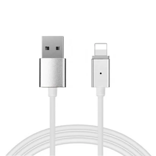 Mágneses kábel Type 1 - USB to Lightning - leválasztható csatlakozóval - Iphone 5/6/7/8/X 1 méter EZÜST (blister csomag) - 1