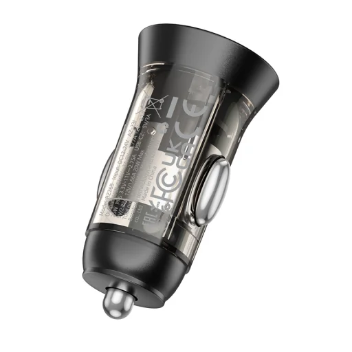 Borofone autós töltő BZ26B Discovery - 2xType C - PD 45W 3A átlátszó-fekete - 2