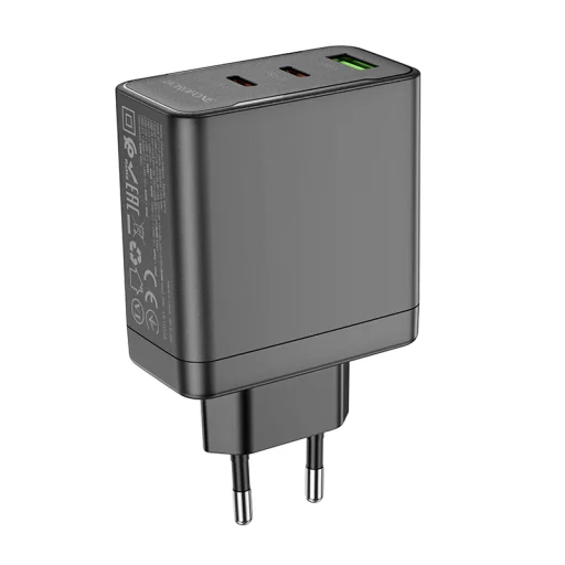 Borofone fali töltő BN12 Manager - USB + 2xType C - PD 65W 3A fekete - 3