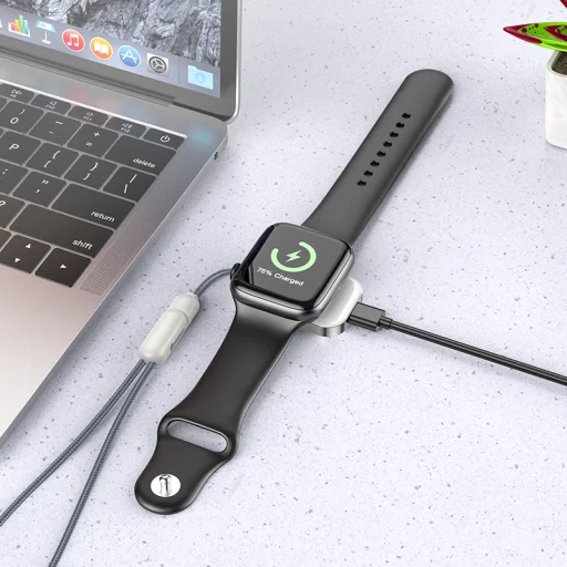 Borofone Vezeték nélküli indukciós töltő BQ25 iWatch 2,5W ezüst - 5