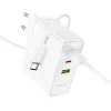 Borofone hálózati töltő BN11 Imperial - USB + 2xType C - QC 3.0 PD 100W Type C - Type C kábellel fehér thumbnail