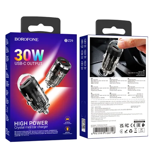 Borofone Nabíjačka do auta BZ29 Ray - Type C - PD 30W 3A transparentná čierna - 7